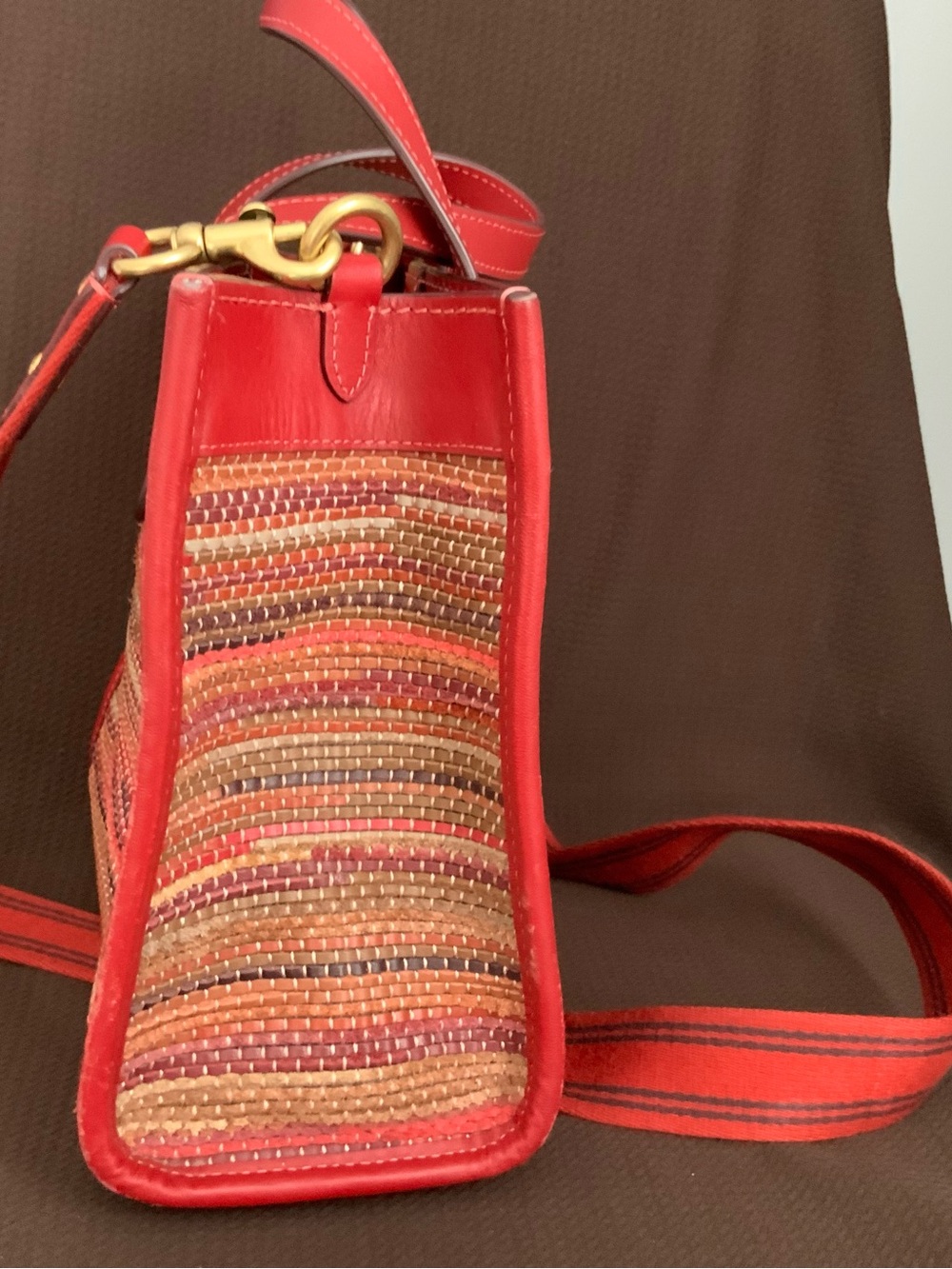 Authentic Coach woven leather mini tote crossbody - Picture 4 of 4